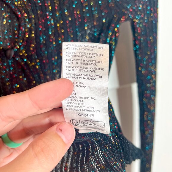 Free People Erica Lurex Metallic Ribbed Black Y2K Coquette Girl Cardigan NWOT XS - Picture 7 of 8